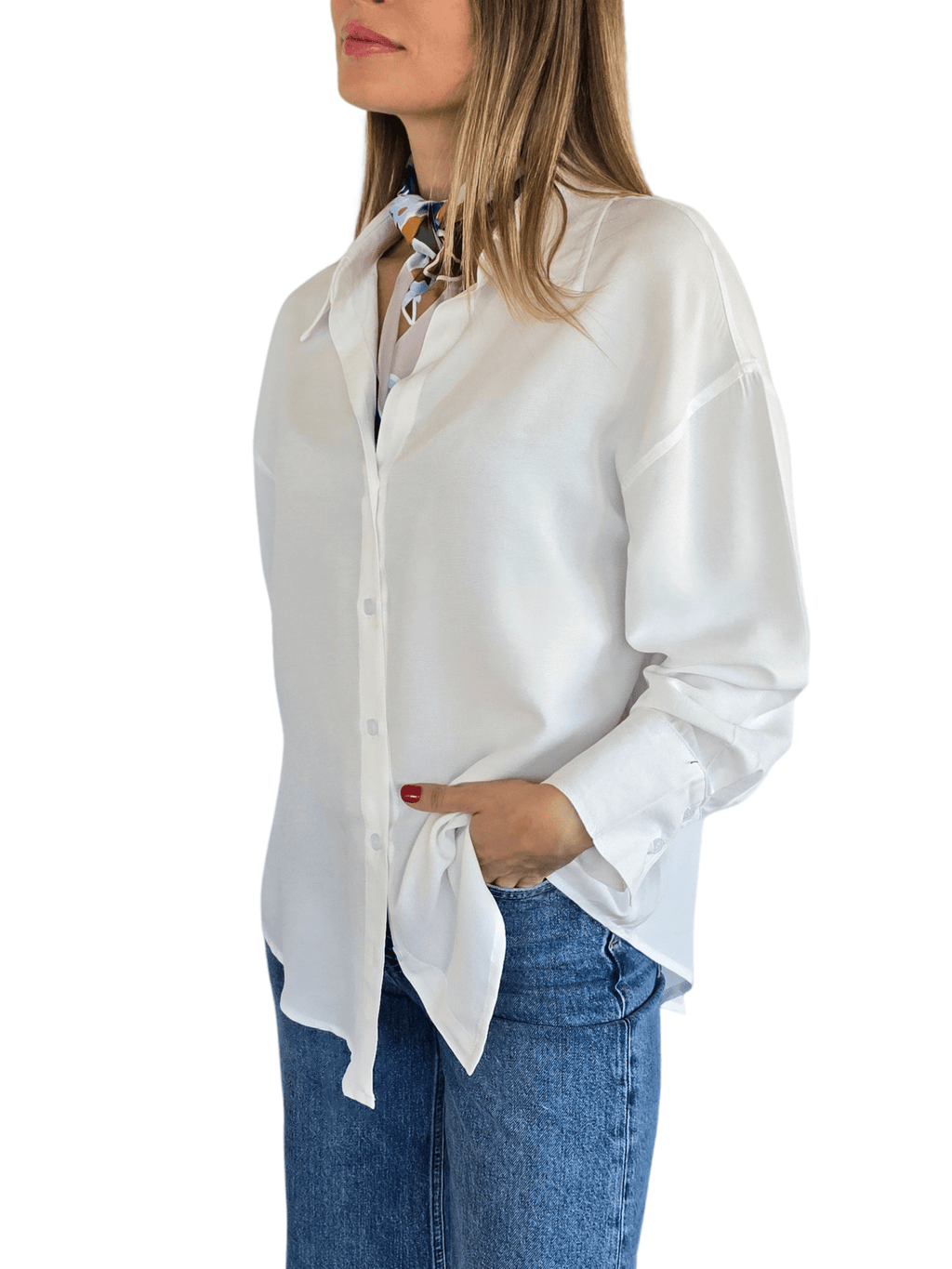 Blusa Escote en V, color Blanco