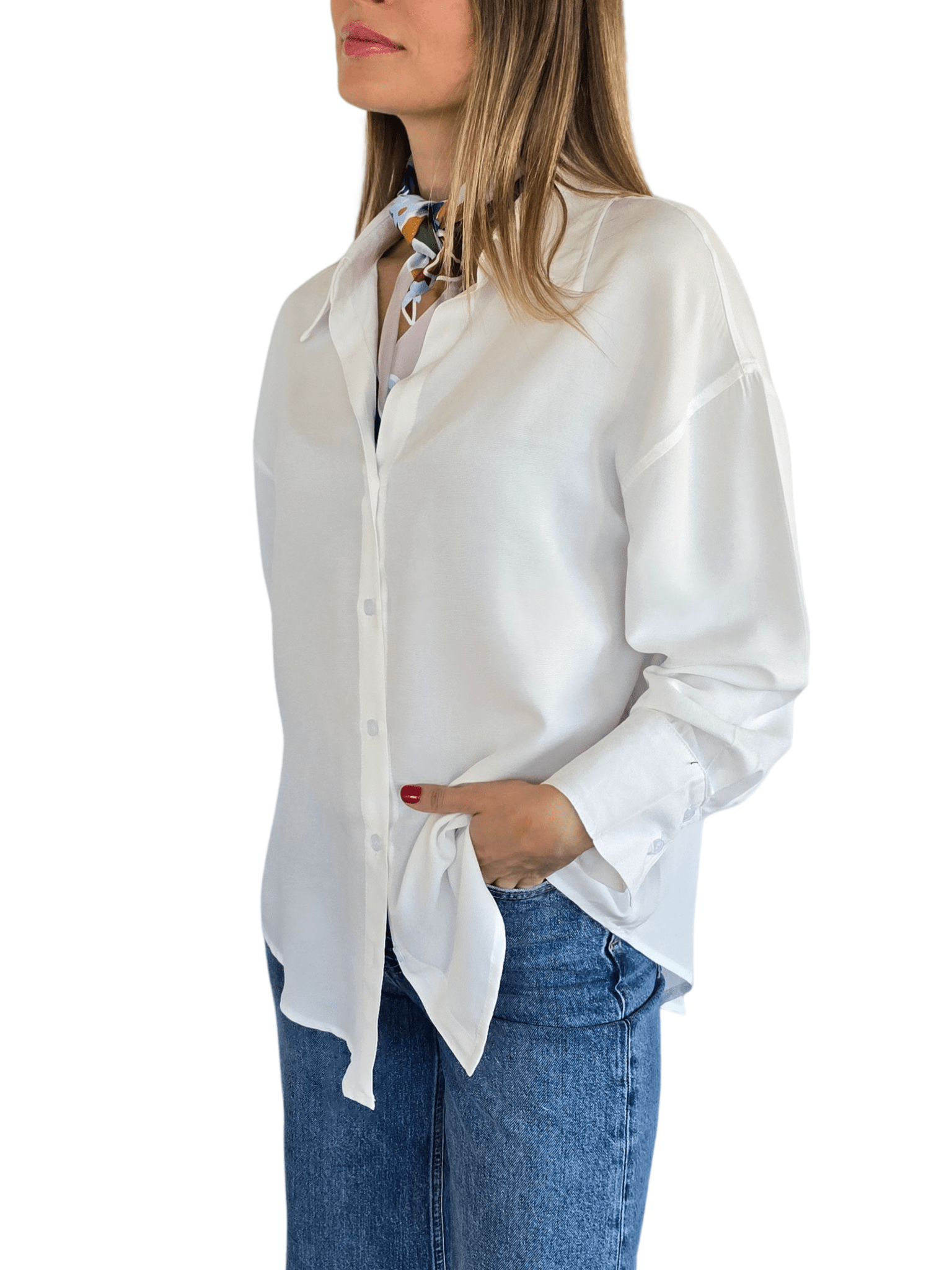 Blusa Escote en V, color Blanco