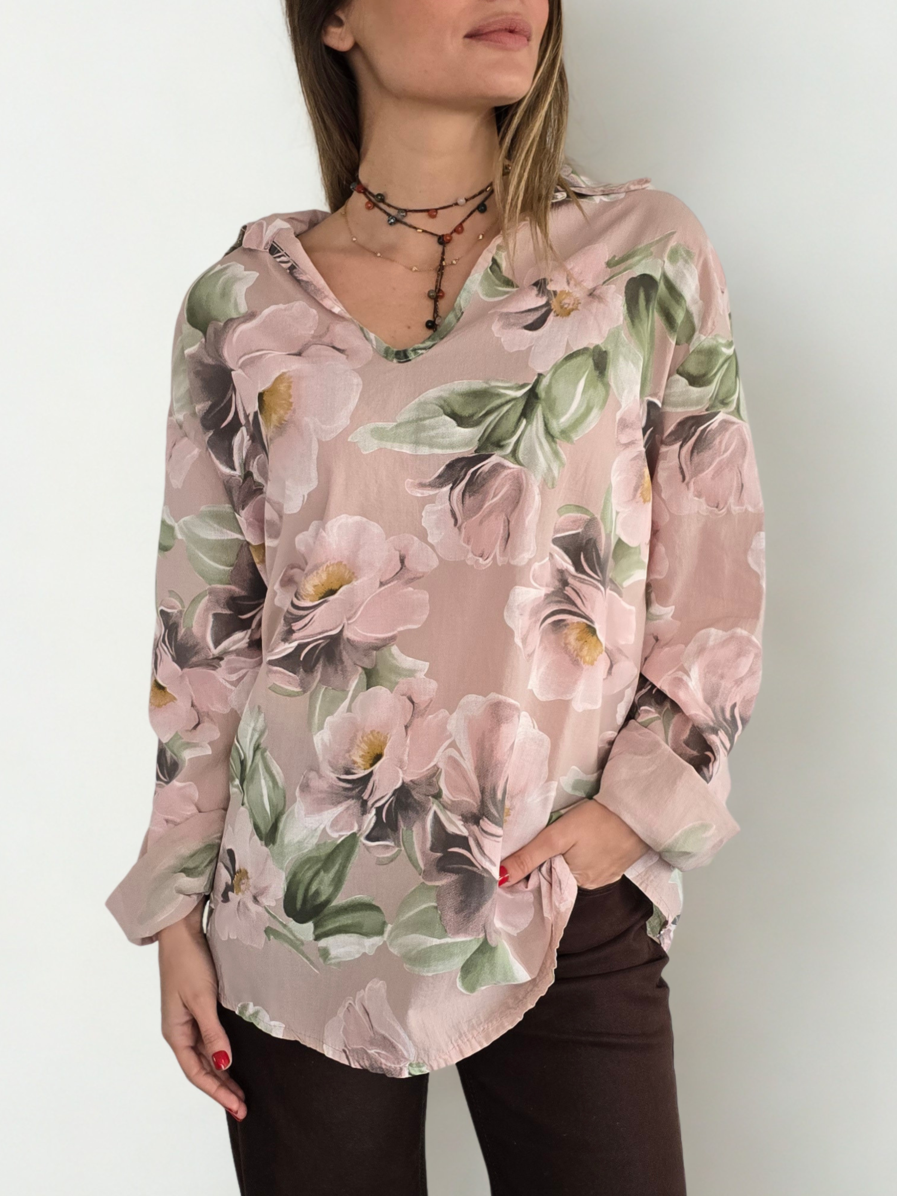 Sweater Italiano con Blusa Estampada, color Rosado