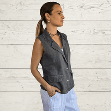 Cargar imagen en el visor de la galería, Chaqueta Blazer 100% Lino Italiano, color Gris
