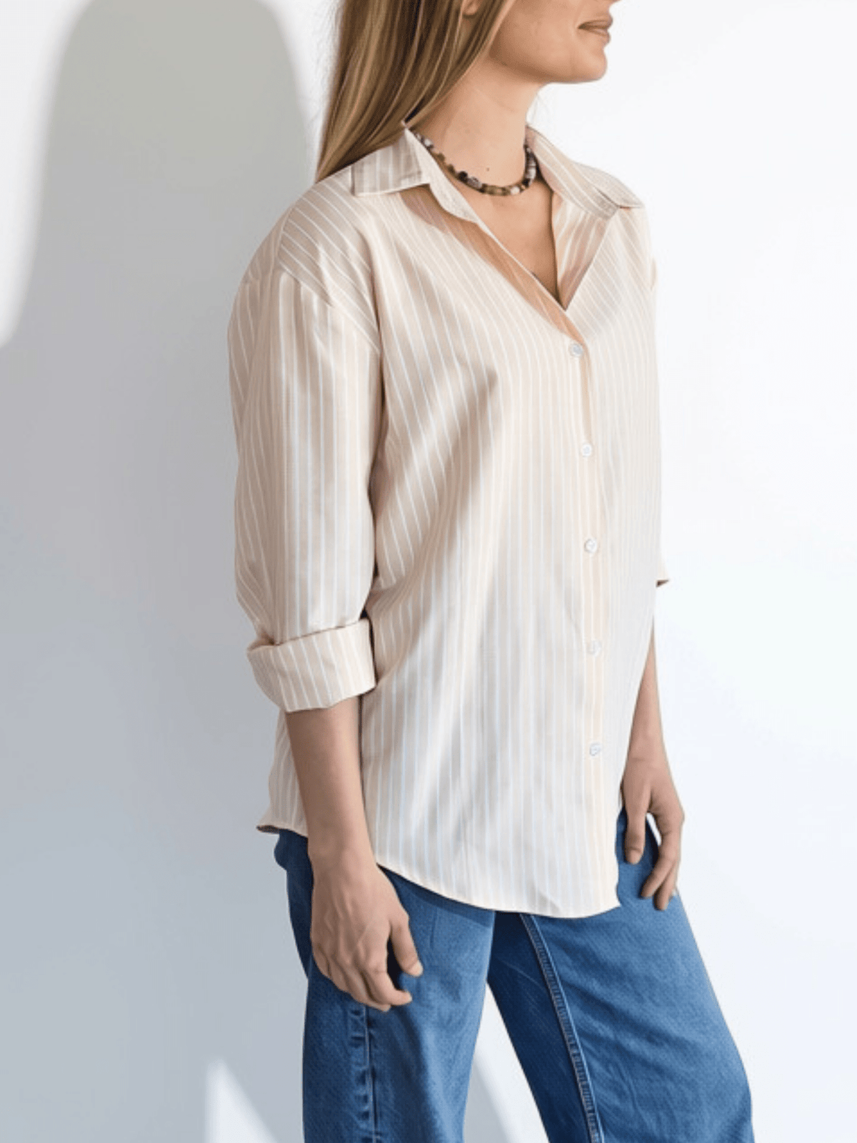 Blusa Rayada , color Amarillo con Blanco