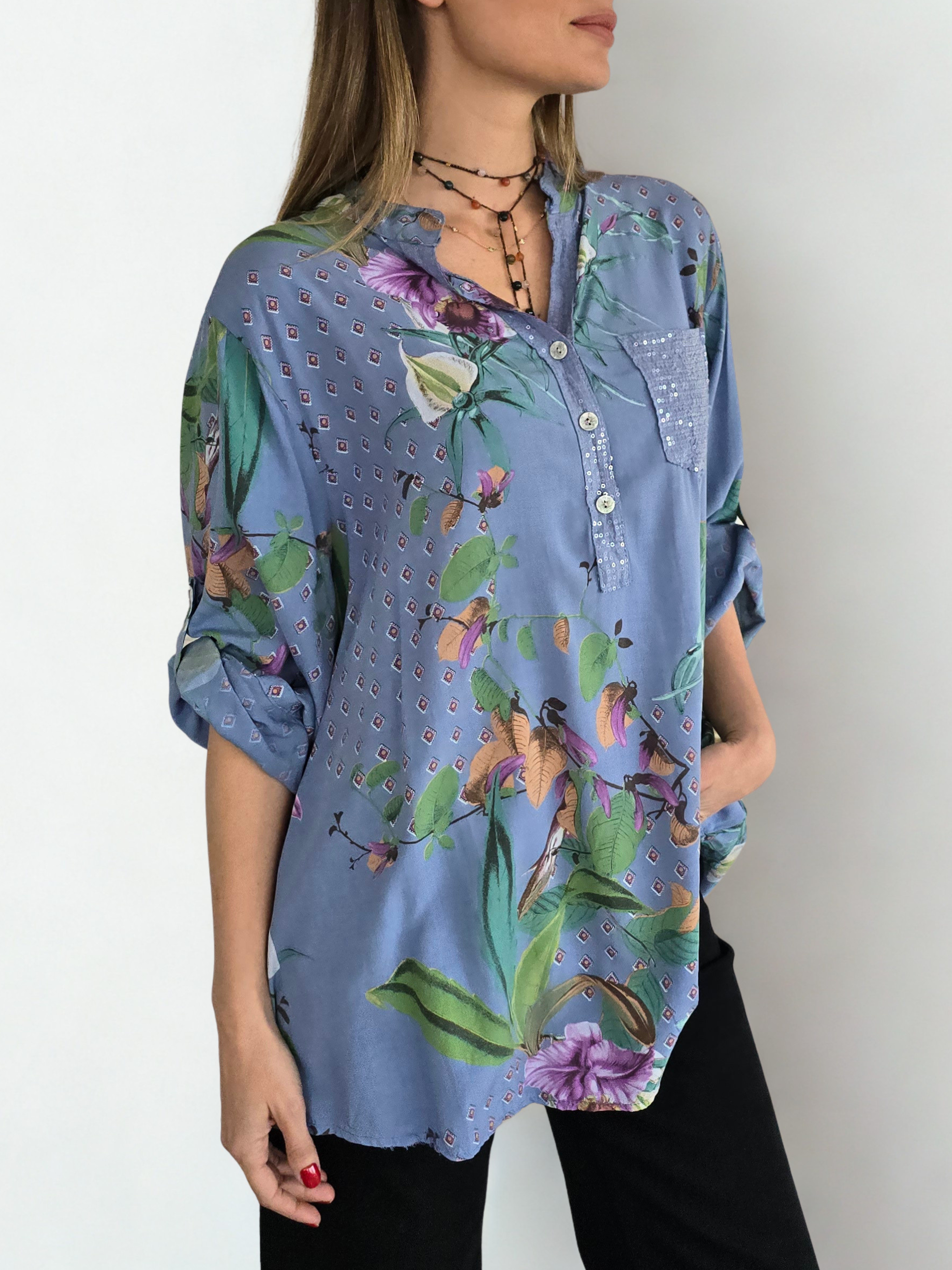 Blusa Italiana Estampada, fondo Jacinto
