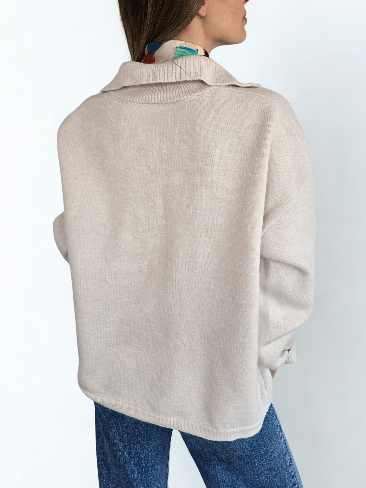 Sweater con Cuello, color Blanco Invierno