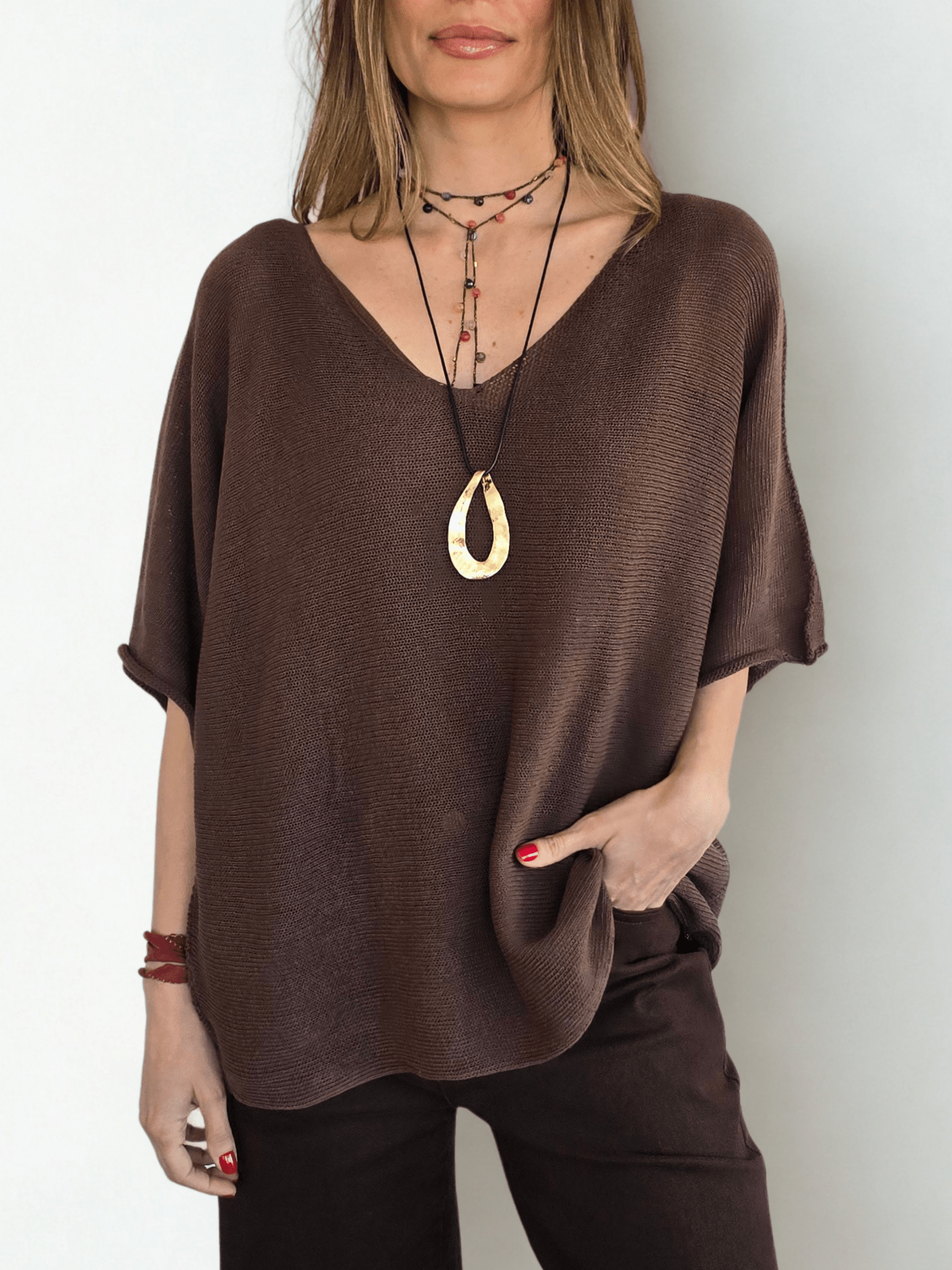 Sweater Italiano Hilo, color Chocolate