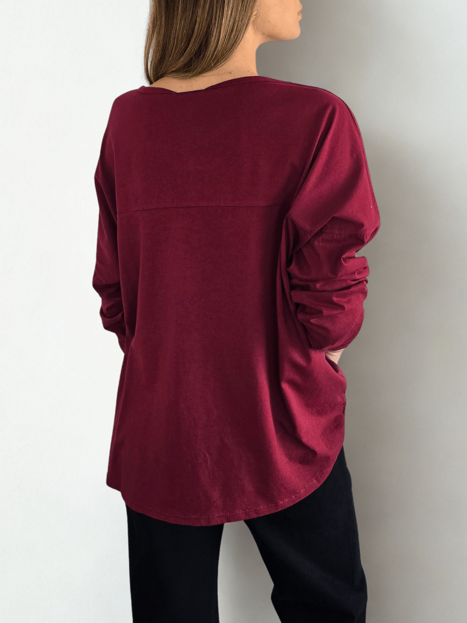 Blusa Italiana Bordada, color Burdeo