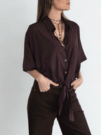 Blusa con Amarra, color Chocolate