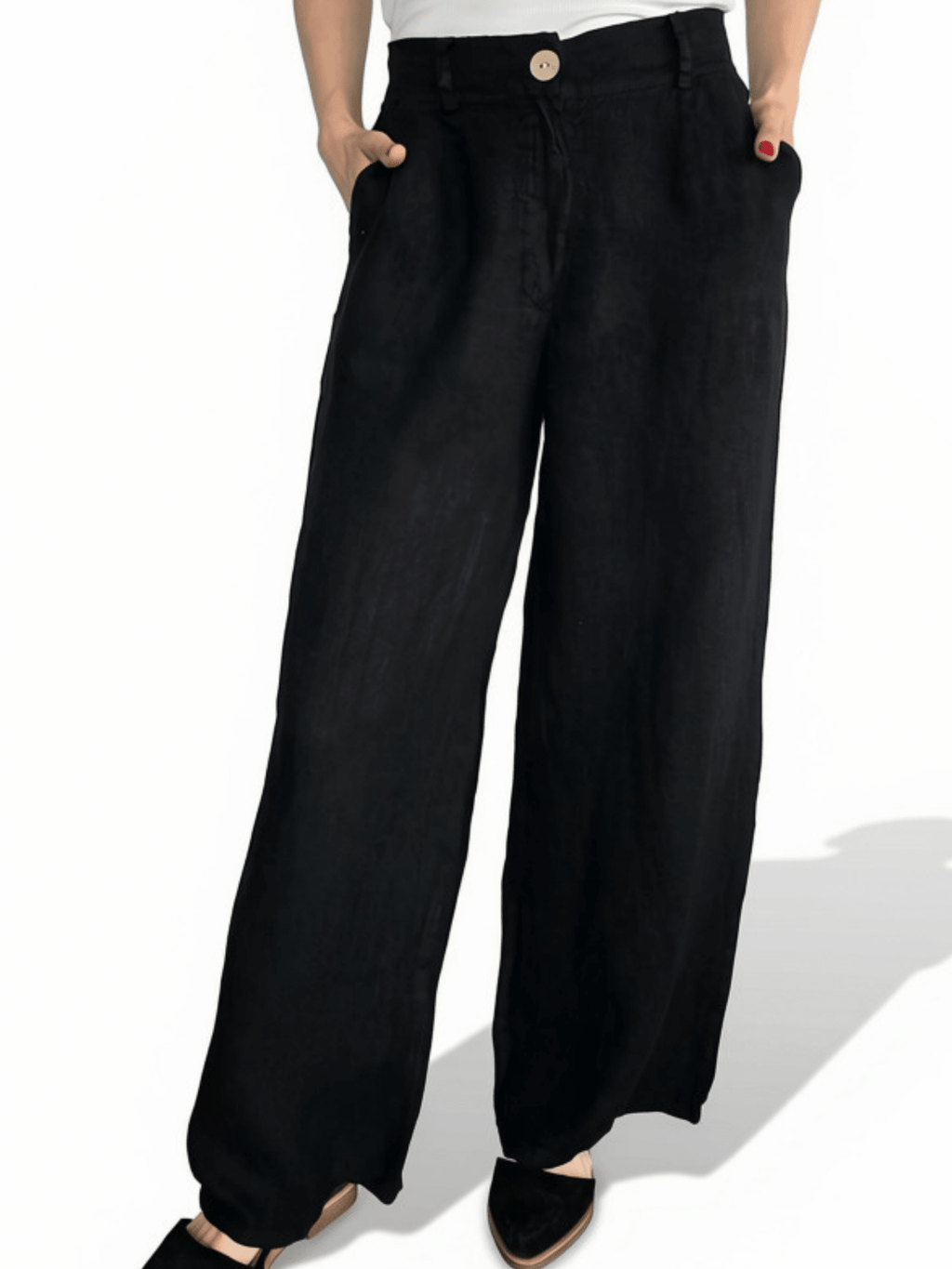 Pantalón 100% Lino Italiano, color Negro