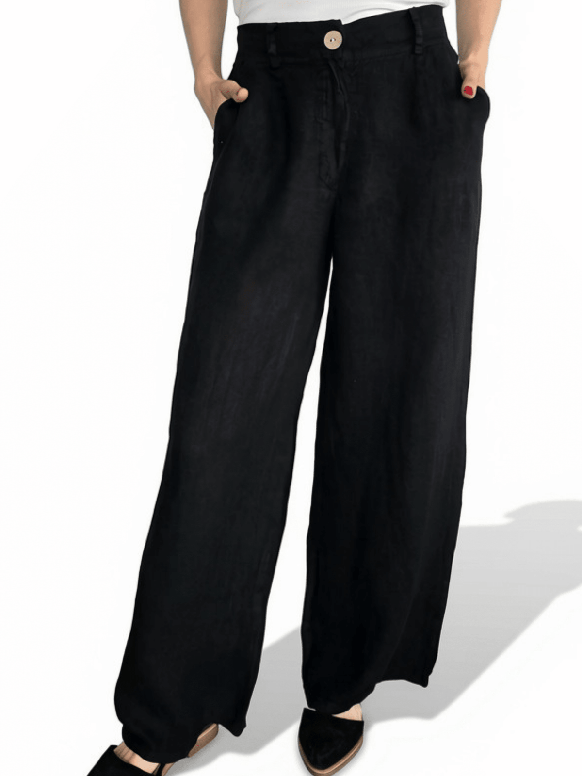 Pantalón 100% Lino Italiano, color Negro