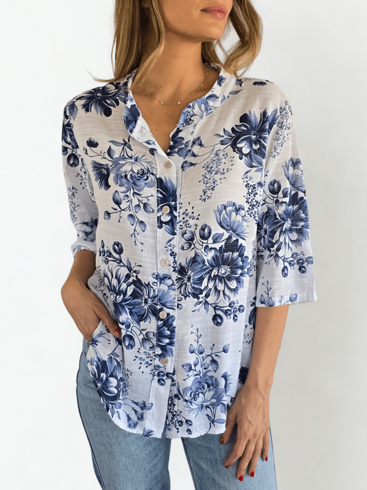 Blusa Italiana Nápoles, fondo Blanco