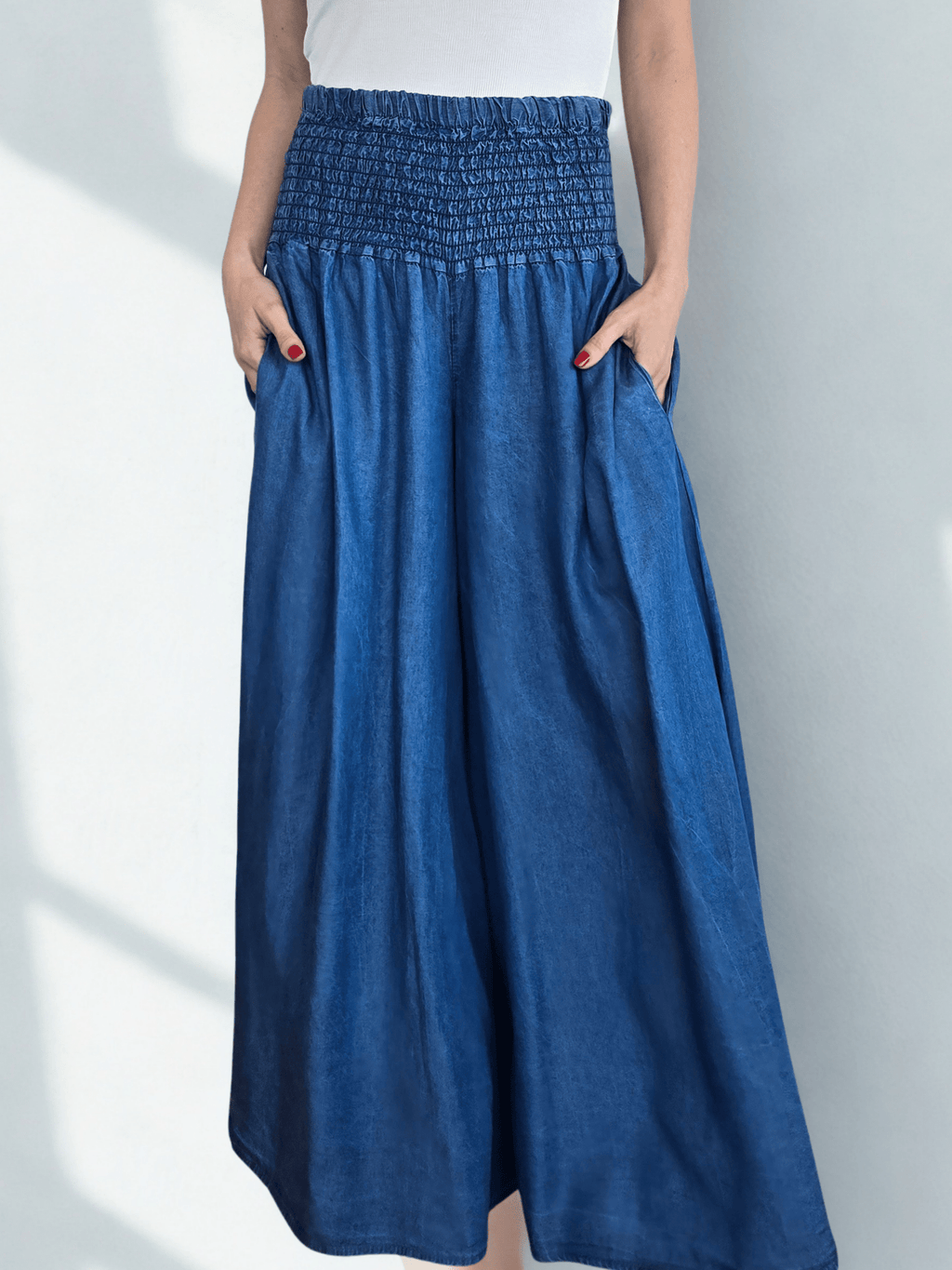 Pantalón Palazzo Italiano Tencel, color Azul