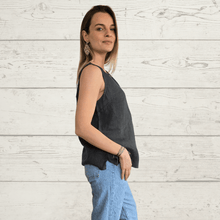 Cargar imagen en el visor de la galería, Blusa de Lino Italiano botoncitos, color Gris
