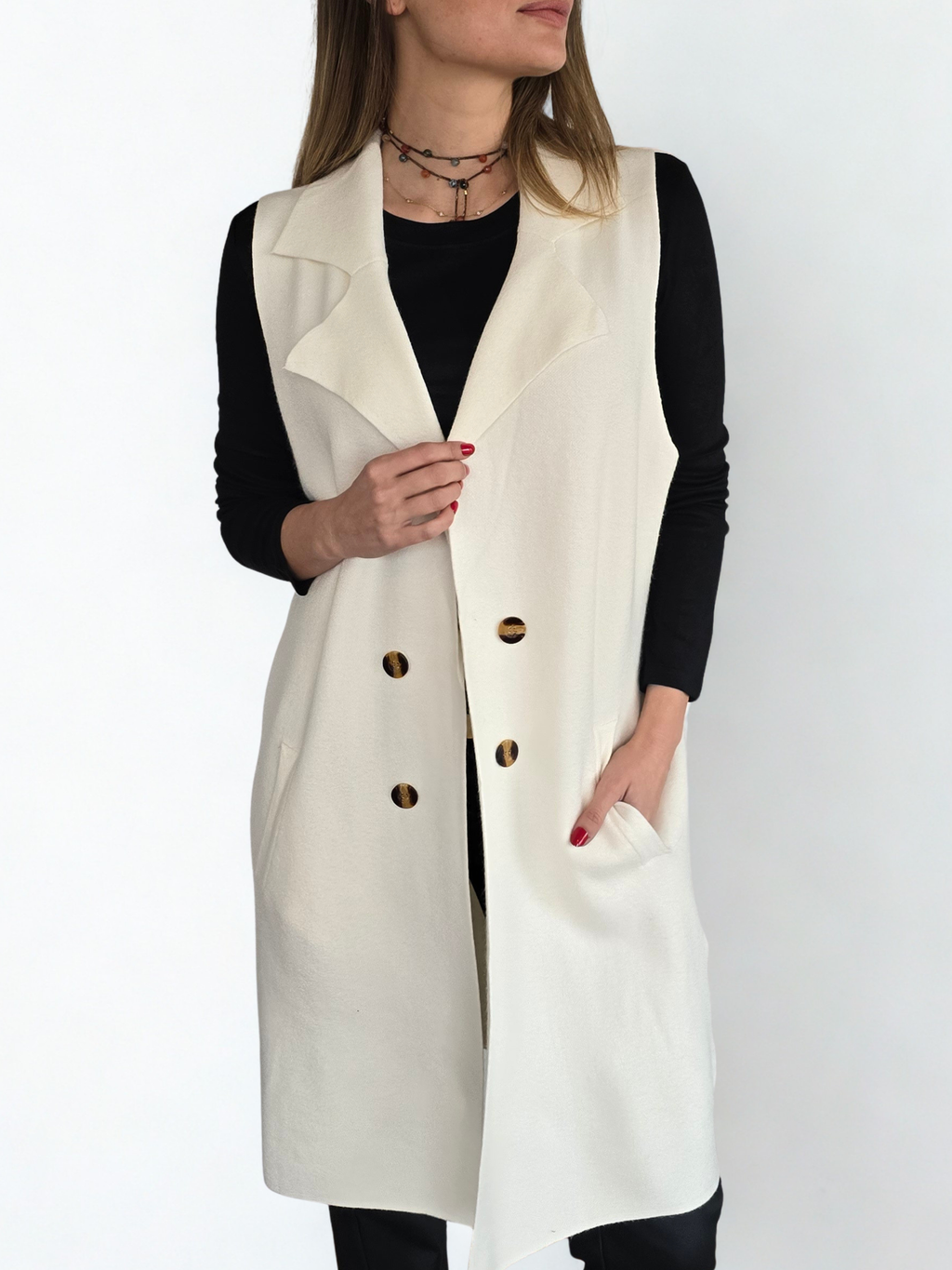 Chaqueta Sin Mangas, color Blanco Invierno