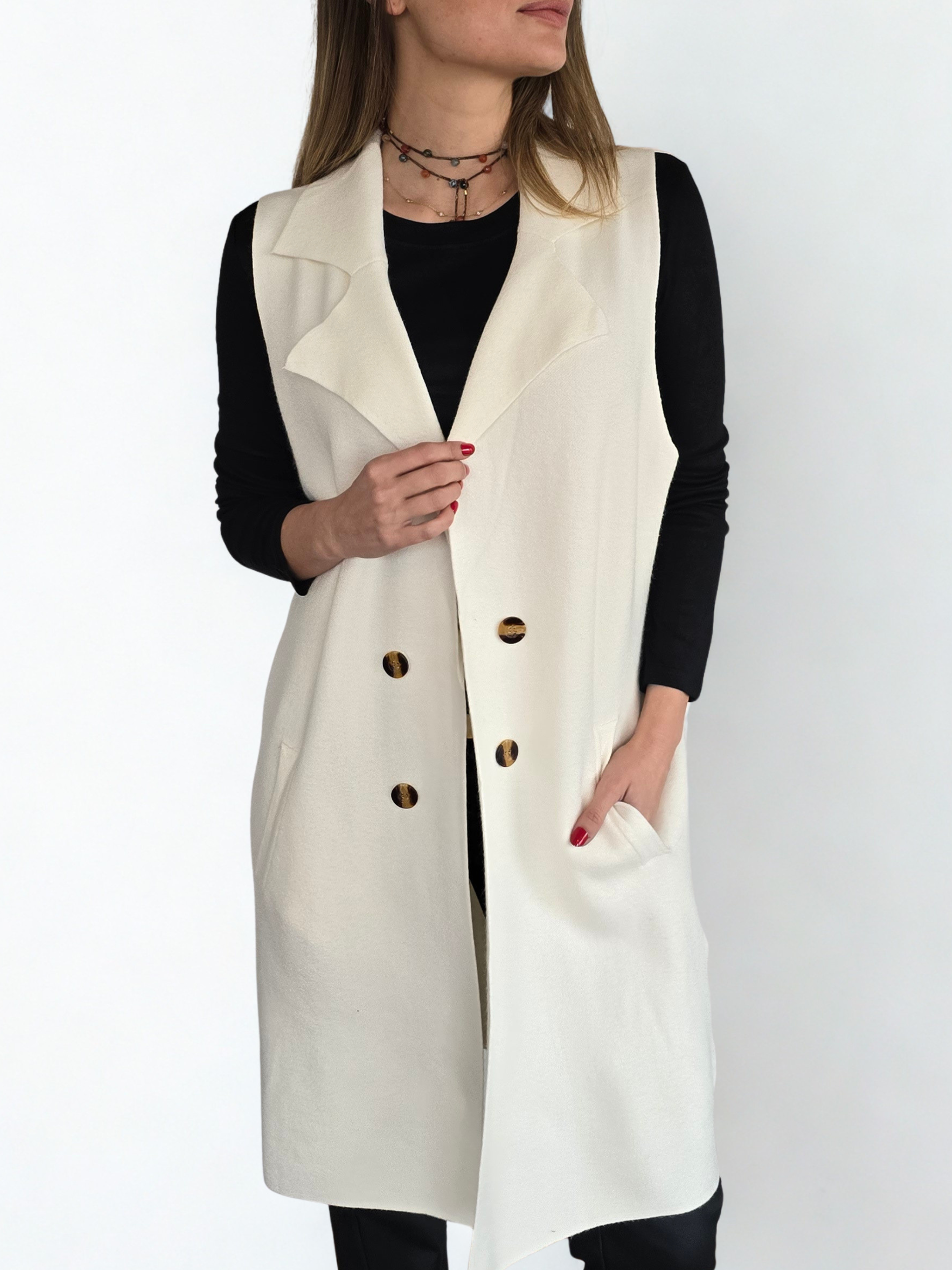 Chaqueta Sin Mangas, color Blanco Invierno