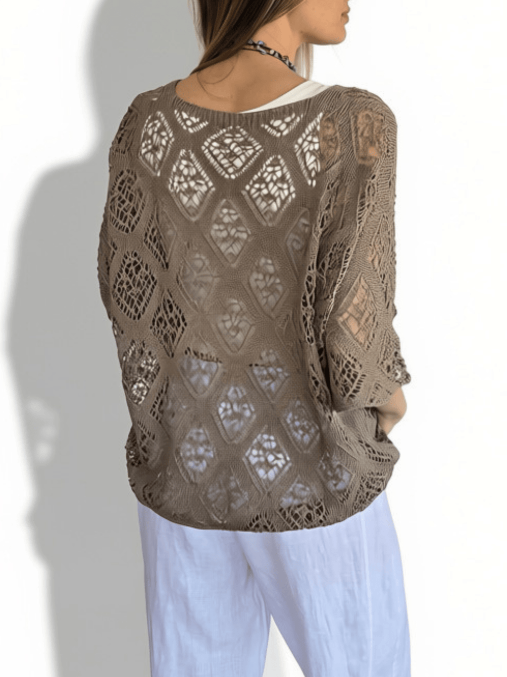 Sweater Italiano Rombos, color Taupe