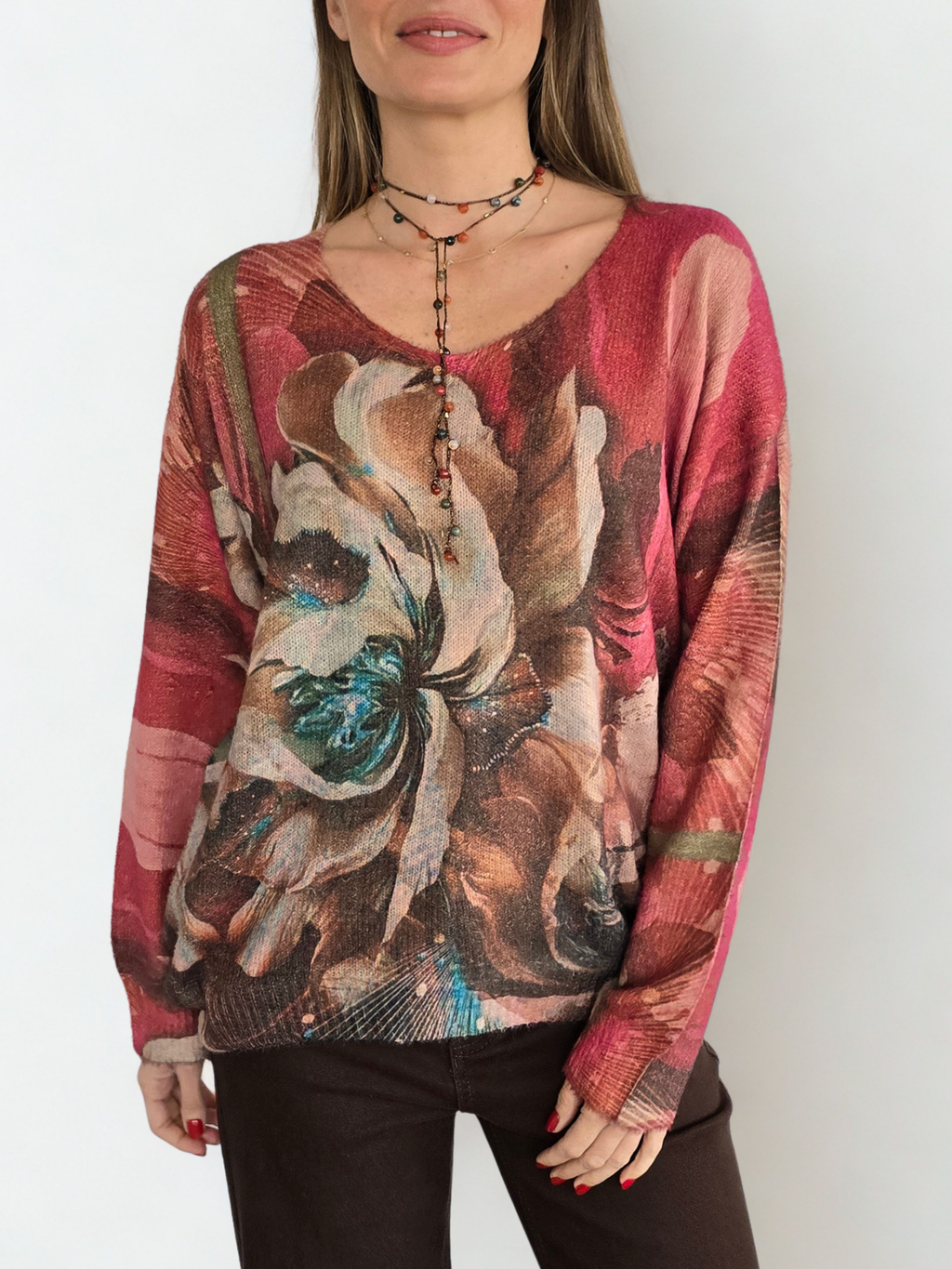 Sweater Estampado colores Guinda