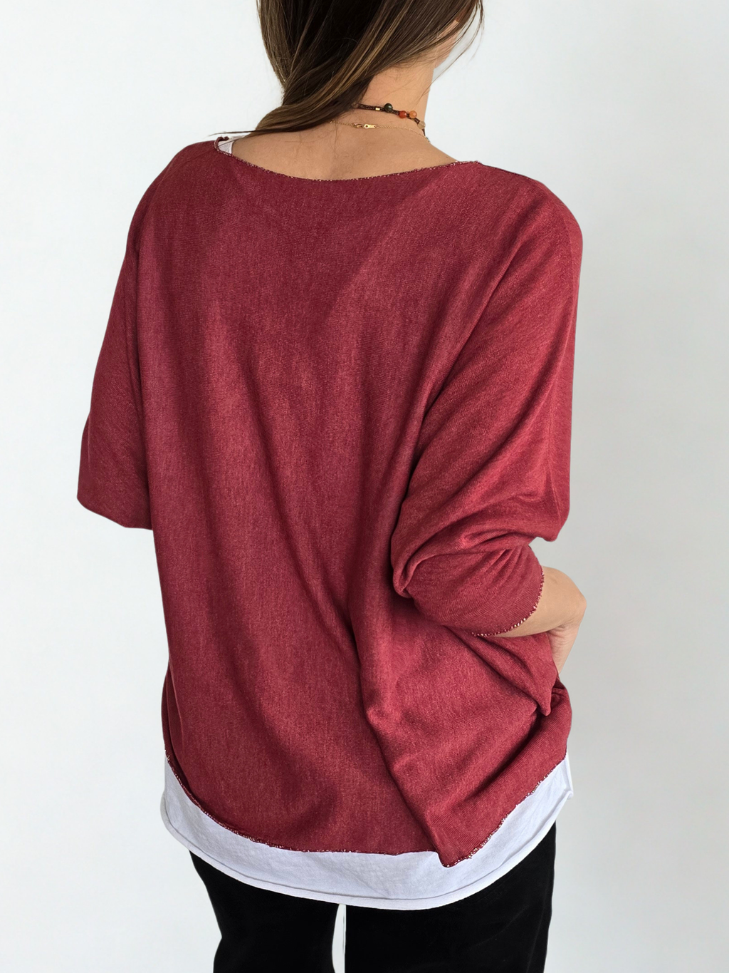 Sweater Italiano con Polera, color Burdeo