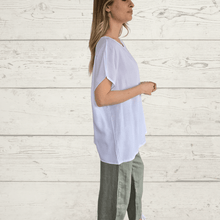 Cargar imagen en el visor de la galería, Blusa básica manga corta, color Blanco
