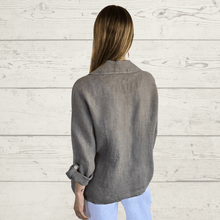 Cargar imagen en el visor de la galería, Chaqueta Blazer 100% Lino Italiano con bordado, color Taupe
