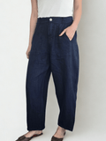 Pantalón Italiano 100% Lino, color Azul Marino