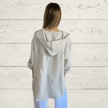 Cargar imagen en el visor de la galería, Blusa de lino Italiano Tiritas, color Beige
