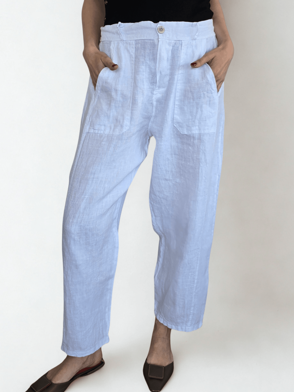 Pantalón Italiano 100% Lino, color Blanco