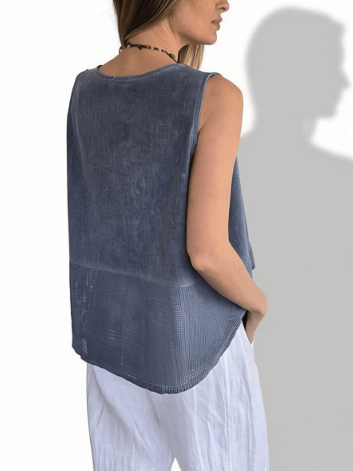 Blusa Italiana dos Texturas, color Azul