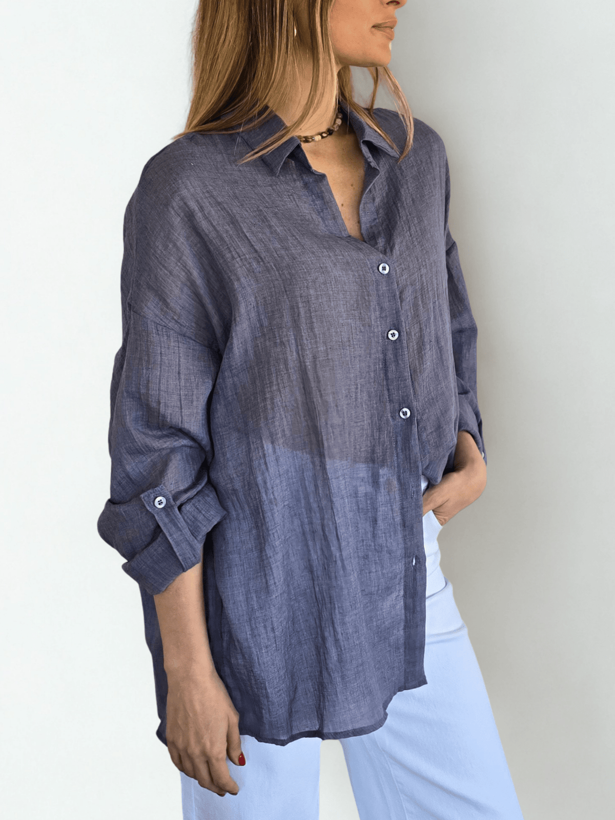 Blusa de Algodón, color Azul