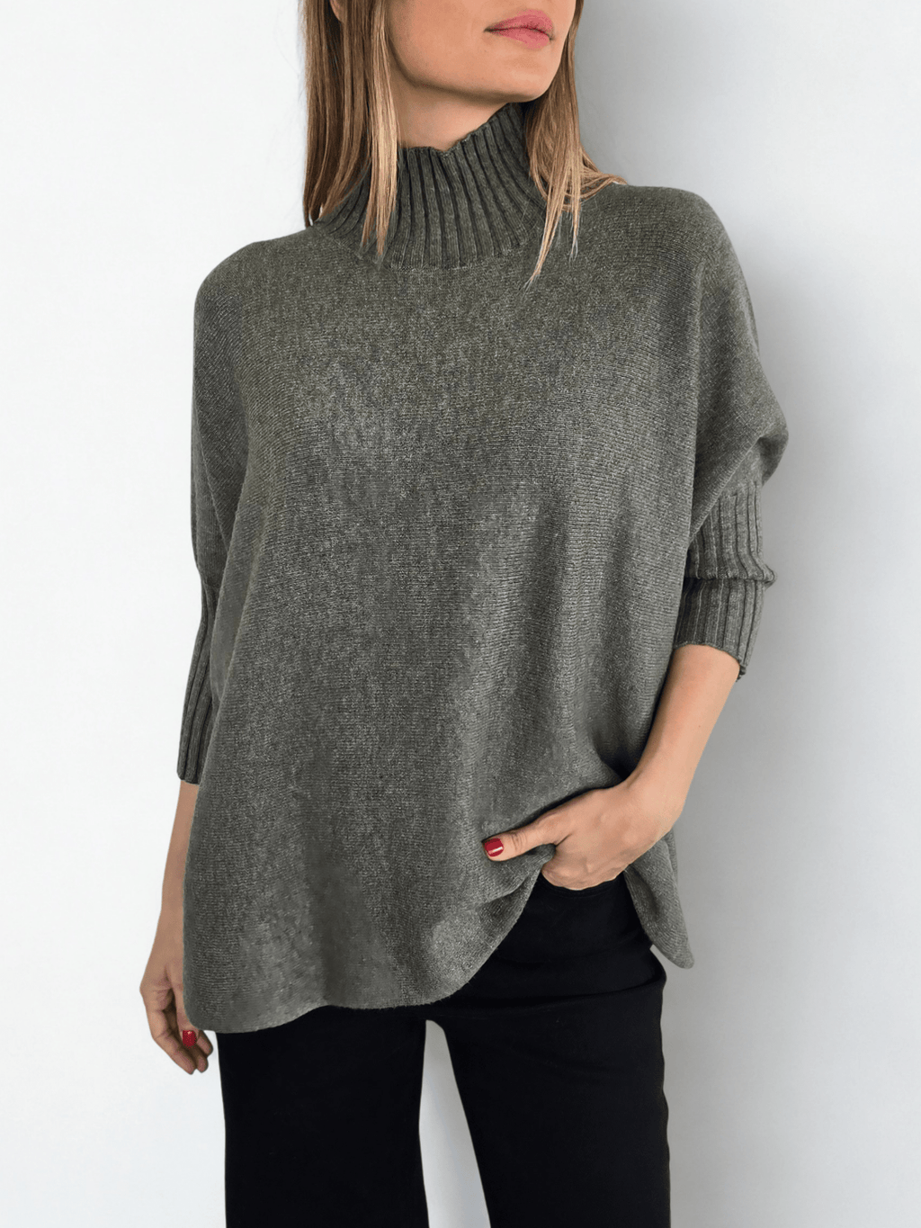 Sweater Italiano manga 3/4, color verde