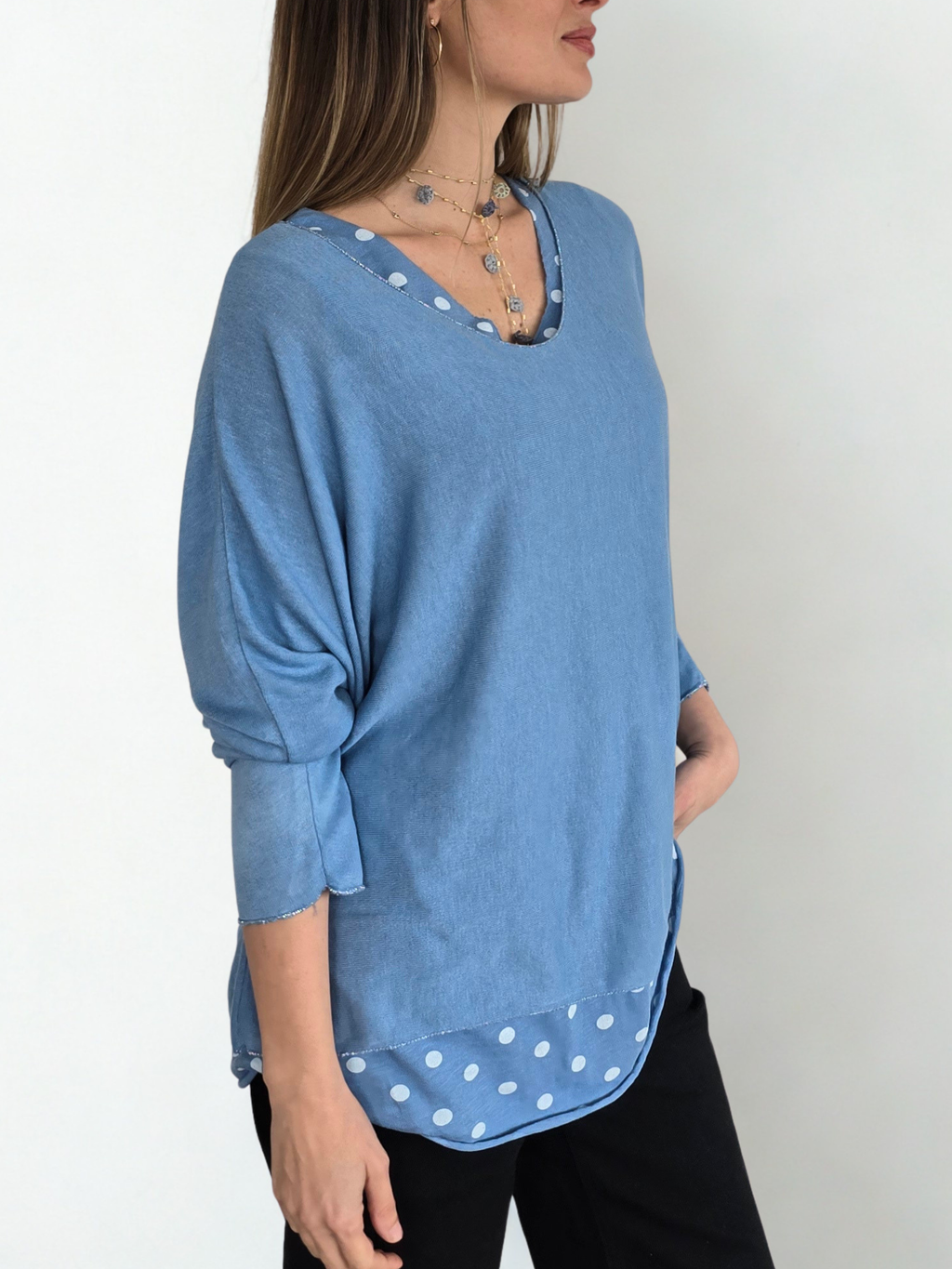 Sweater Italiano con Polera y Pañuelo, color Jacinto