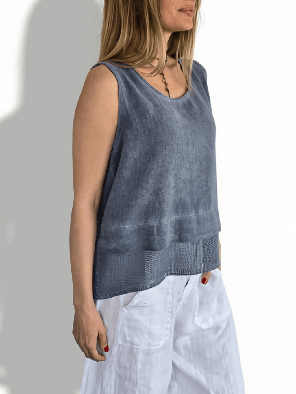 Blusa Italiana dos Texturas, color Azul