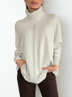 Sweater cuello subido Ribete, color Blanco Invierno