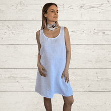 Cargar imagen en el visor de la galería, Vestido de Lino Italiano sin mangas, color Blanco

