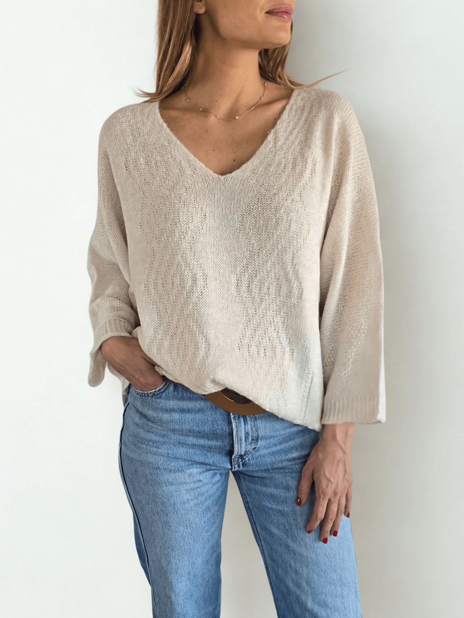 Sweater Italiano Tejido rombo, color Beige