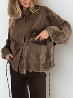 Chaqueta Italiana Bordada, color Chocolate