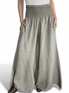 Pantalón Palazzo Italiano 100% Lino, color Taupe