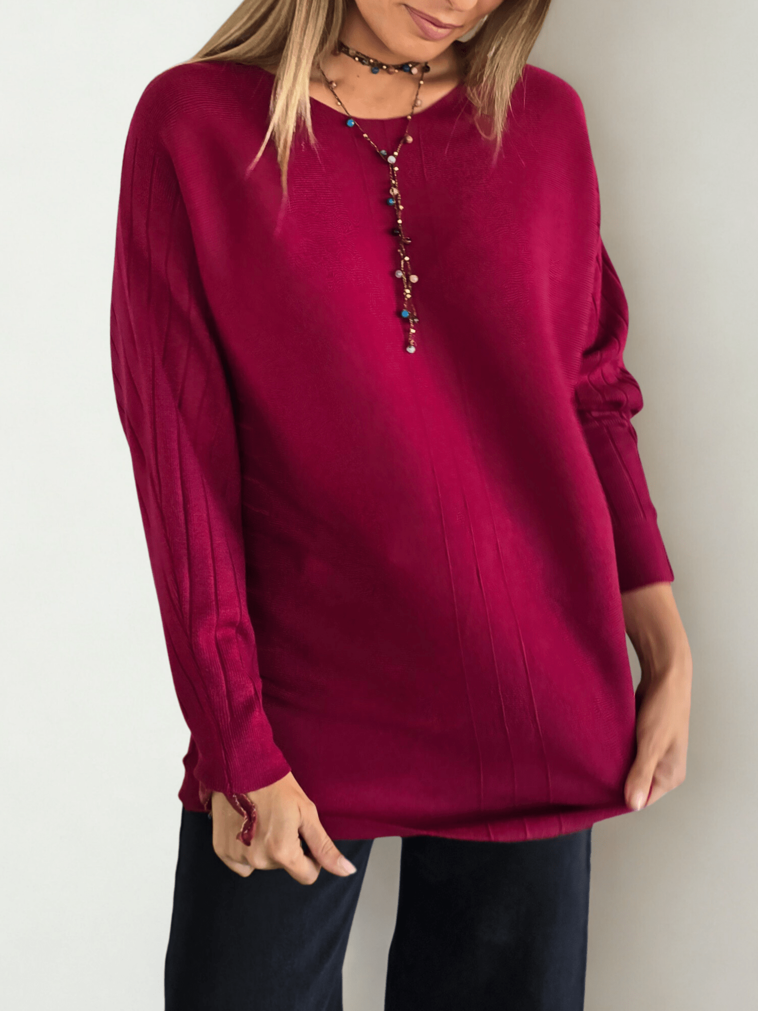 Sweater Murciélago, color Burdeo