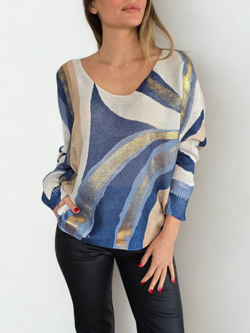 Sweater Italiano Estampado, tonos Azules
