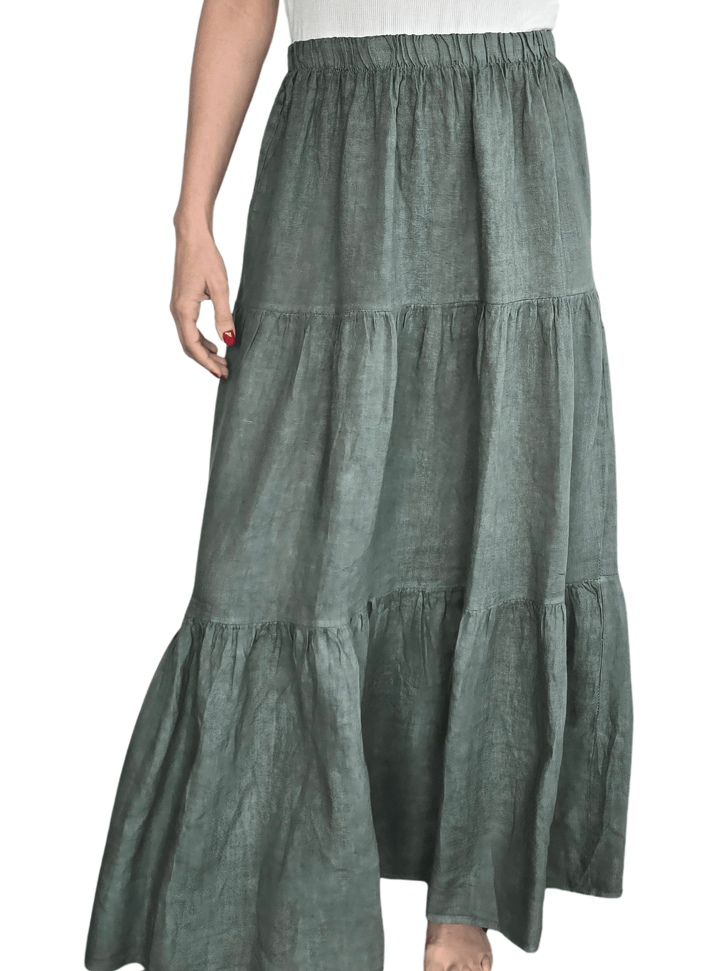 Pollera Italiana 100% Lino, color Verde