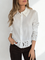 Blusa con Macramé, color Blanco