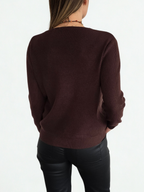 Sweater escote en V, color Chocolate