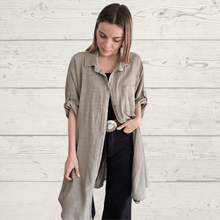 Cargar imagen en el visor de la galería, Blusa/Blusón largo Italiano, color Taupe
