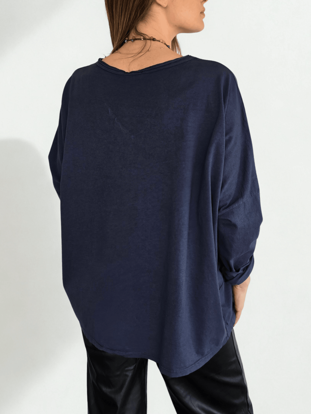 Polera Italiana Estampada, fondo Azul Marino