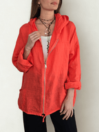 Chaqueta Italiana 100% Lino, color Coral