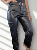 Pantalón  eco cuero, cargo,  color negro