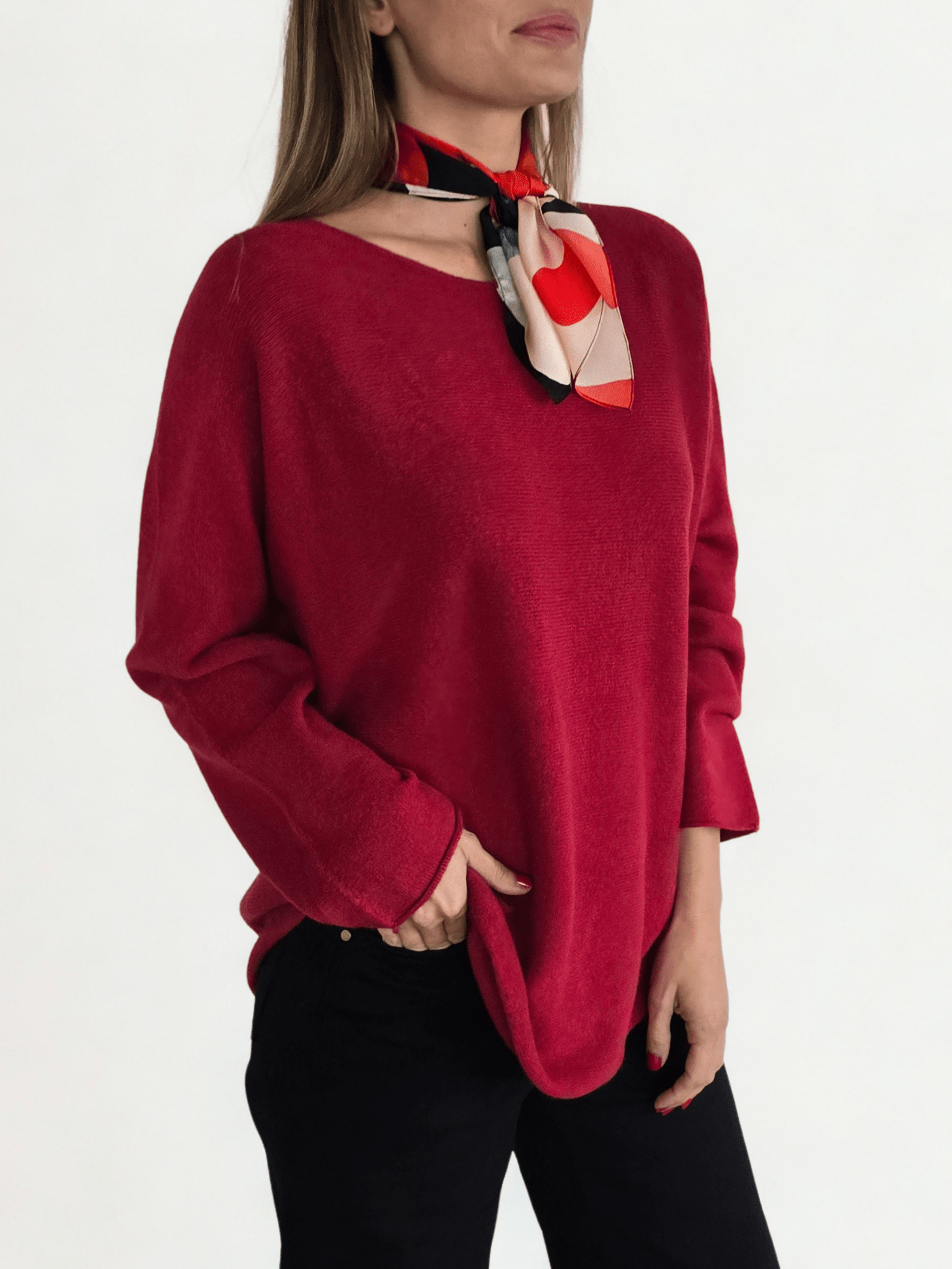 ´Sweater Italiano Básico, color Rojo Oscuro