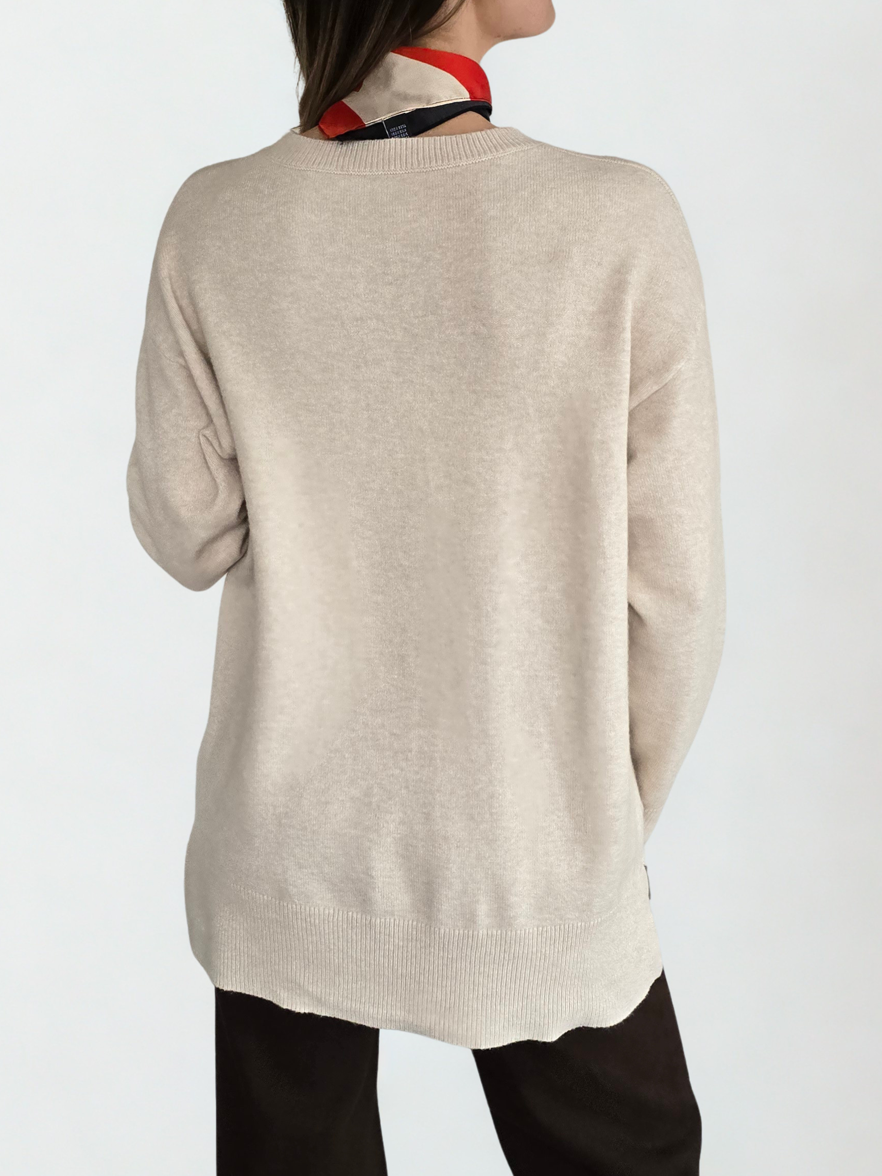 Sweater con Botones a los Lados, color Beige