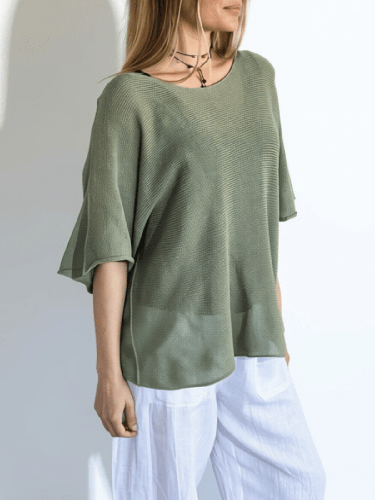 Sweater Italiano Manga 3/4, color Verde