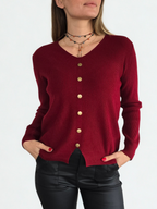 Sweater escote en V, color Burdeo