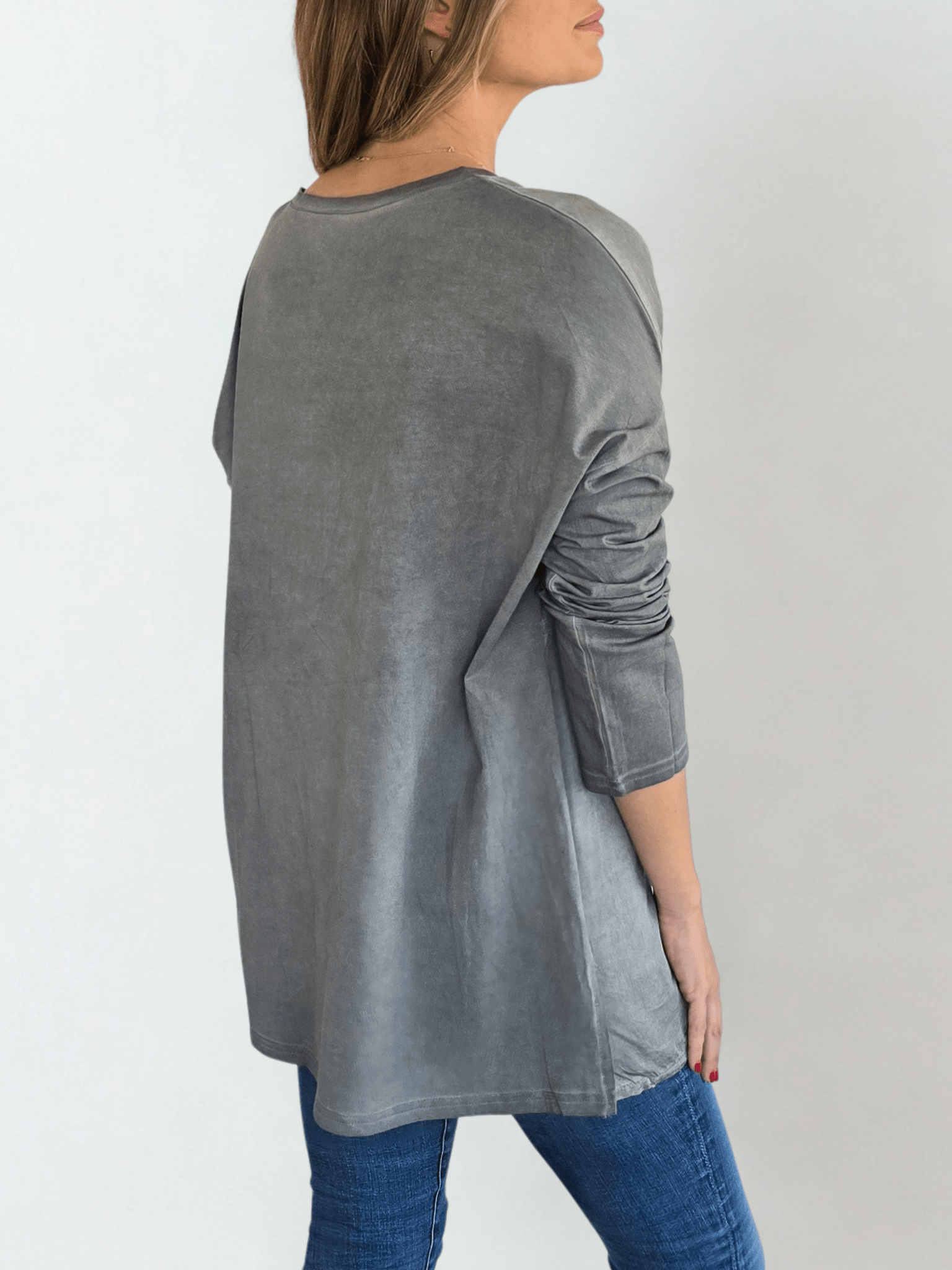 Blusa Tres Botoncitos, color Gris