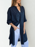 Blusa Italiana Larga, color Azul